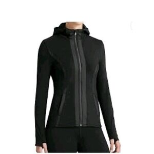 Athleta Women's Verbier Fleece Lined Full-Zip Hooded Jacket Black Size Medium